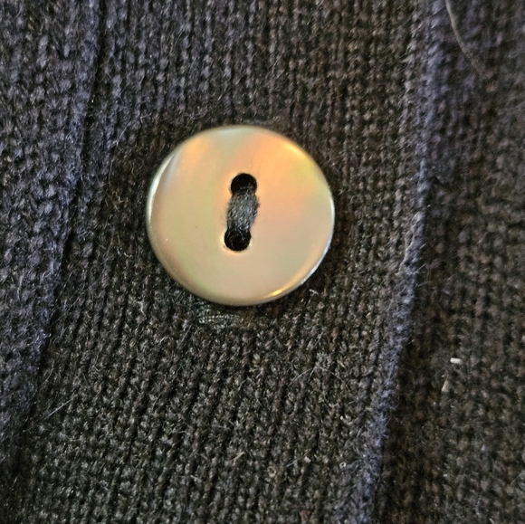 TSE Silk Cashmere Blend Boyfriend Style Cardigan Black Size Medium Quiet Luxury - Picture 4 of 10